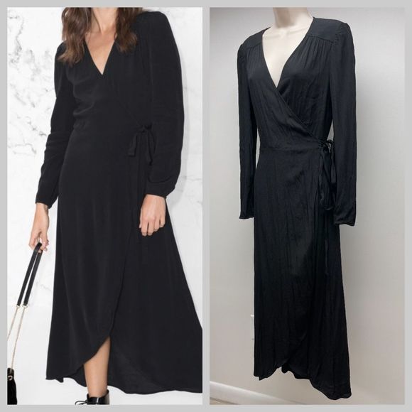 & Other Stories Dresses & Skirts - & Other Stories Black Rayon Maxi Wrap Dress 10